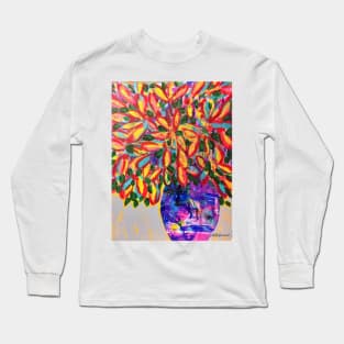 Purple Vase Filled with Flowers Painting Long Sleeve T-Shirt